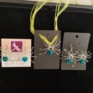 Wire Wrap Spider Earrings and Necklace